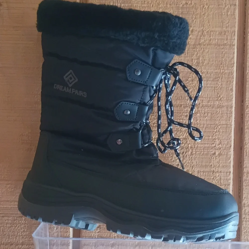Dream Pairs Nordic Women's Black‎ Mid-Calf Snow Boots Faux Fur Lined US 5